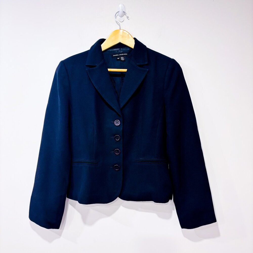 SANDRA ANGELOZZI Black Structured Blazer with Shoulder Pads | Size 38‎ *